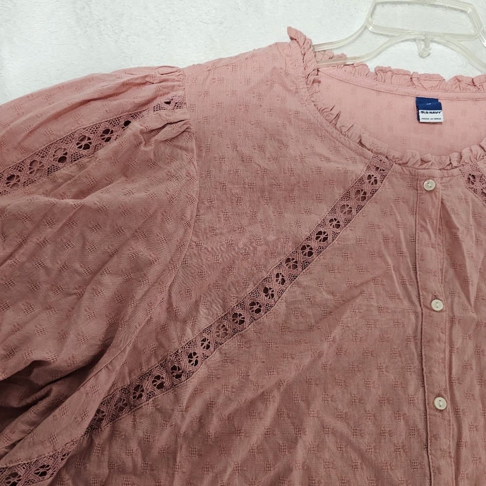 Old Navy Pink Cotton Blouse Sz 4X - Picture 3 of 4